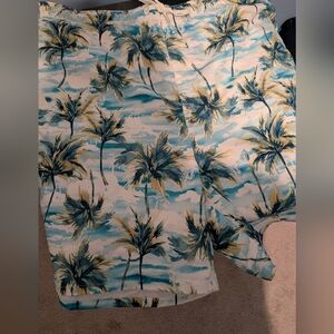 Old Navy Blue and Green Leaf Print Swim Shorts